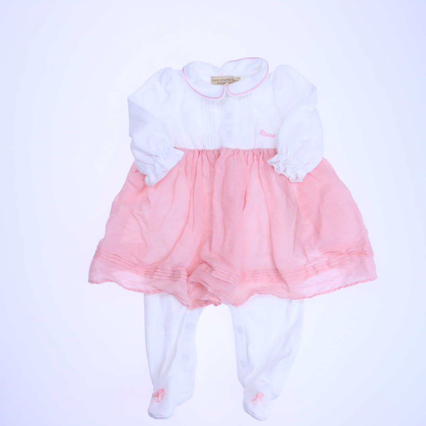 Blara Organic House Girls Ivory | Pink Long Sleeve Outfit Size: 0-3 Months Ivory | Pink