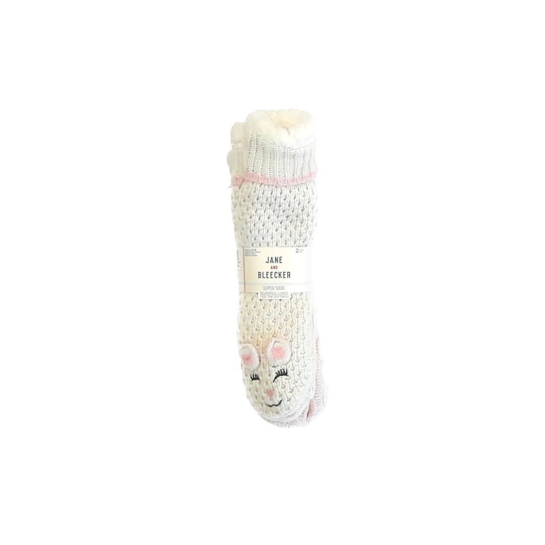 Jane and Bleeker Girls Ivory | Pink Slippers Size: Shoe Size 4-10 Ivory | Pink