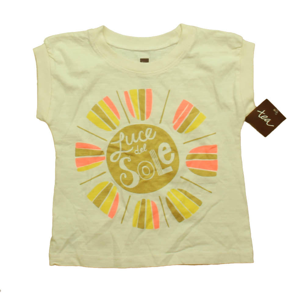 Tea Girls Ivory | Pink Short Sleeve Shirt Size: 2-3T Ivory | Pink