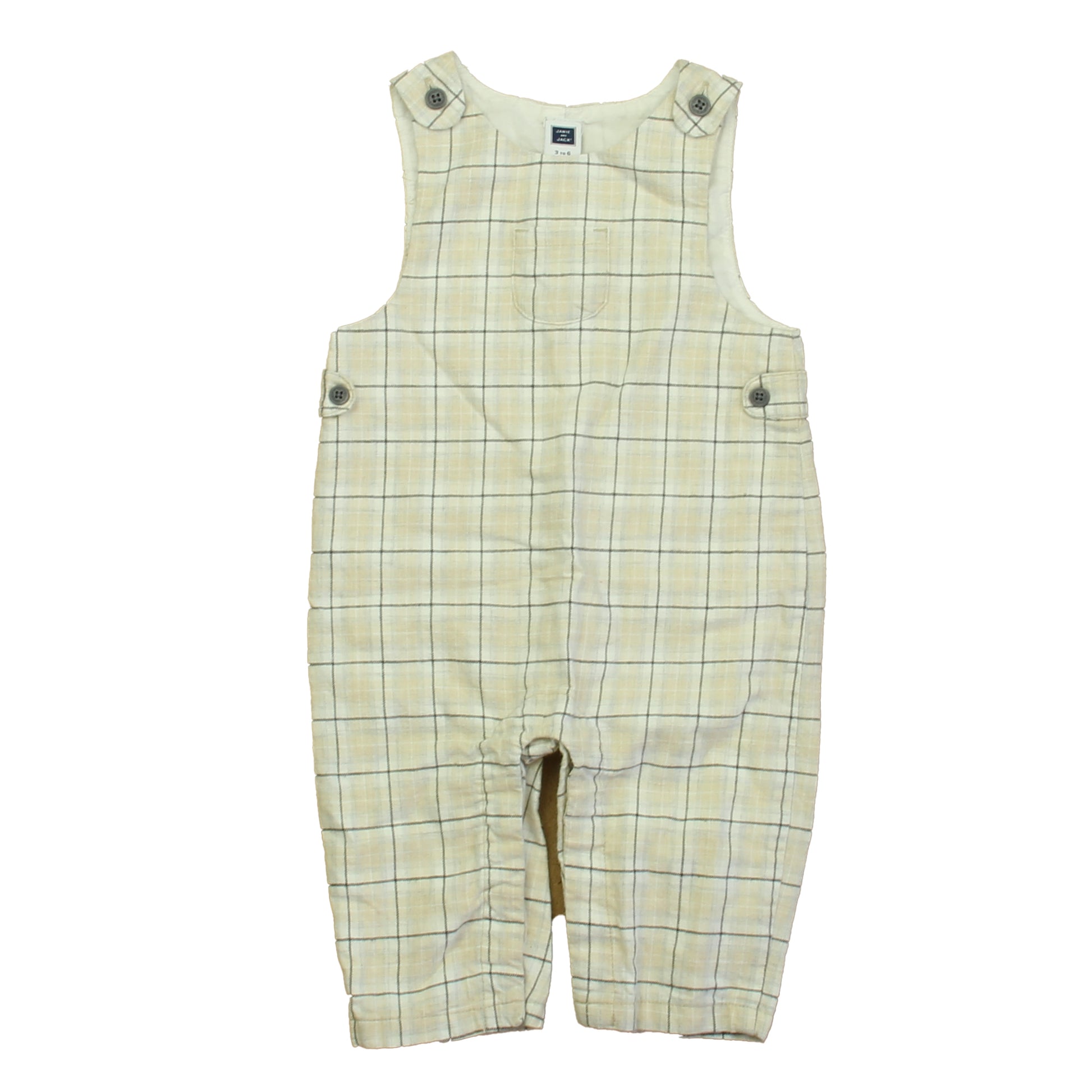 Janie and Jack Boys Ivory Plaid Romper Size: 3-6 Months Ivory Plaid