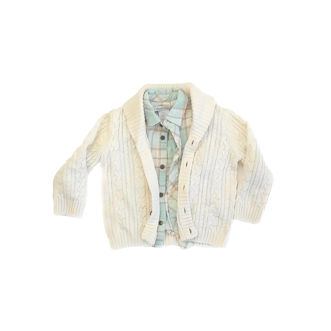 Tommy Bahama Boys Ivory | Plaid Cardigan Size: 24 Months Ivory | Plaid