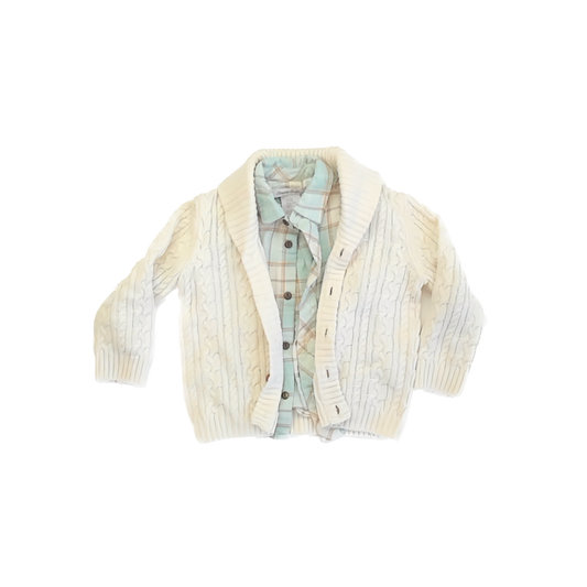 Tommy Bahama Boys Ivory | Plaid Cardigan Size: 24 Months Ivory | Plaid
