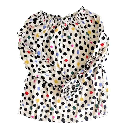 Hanna Andersson Girls Ivory Polka Dots Blouse Size: 6-7 Years Ivory Polka Dots