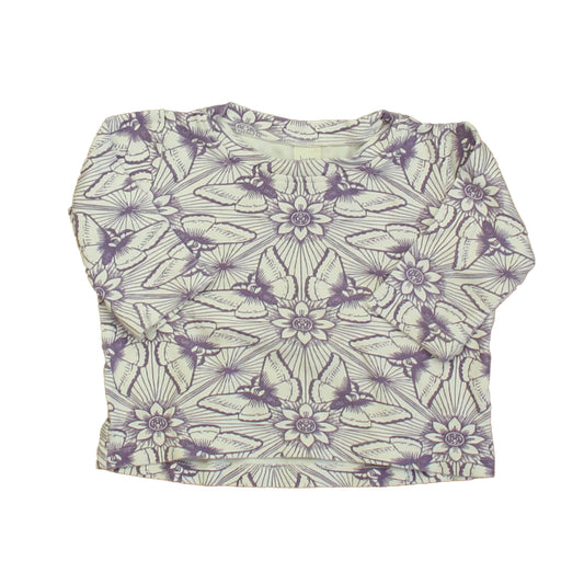 Kate Quinn Organics Girls Ivory | Purple Butterflies Long Sleeve T-Shirt Size: 12-18 Months