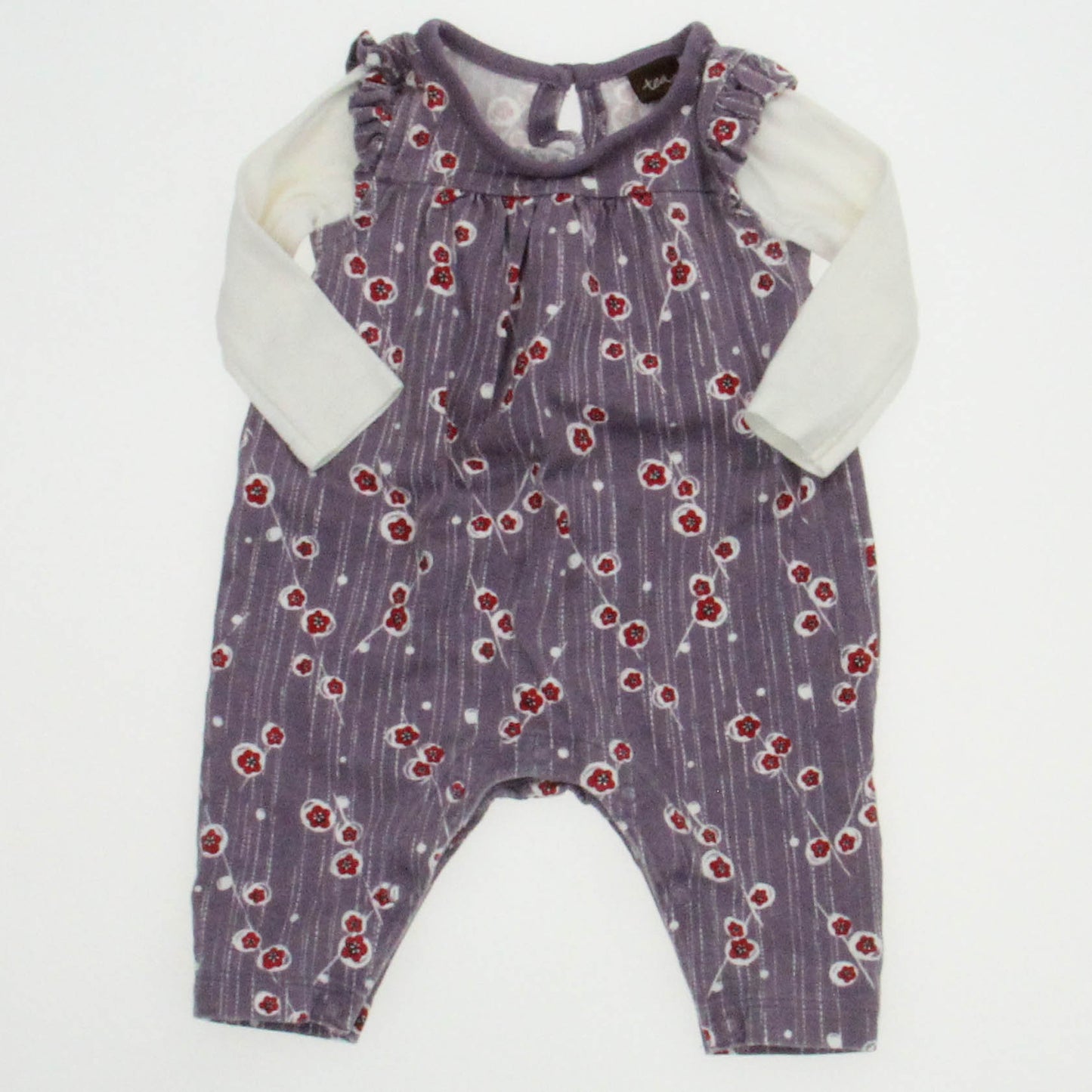 Tea Girls Ivory | Purple Long Sleeve Outfit Size: 0-3 Months Ivory | Purple