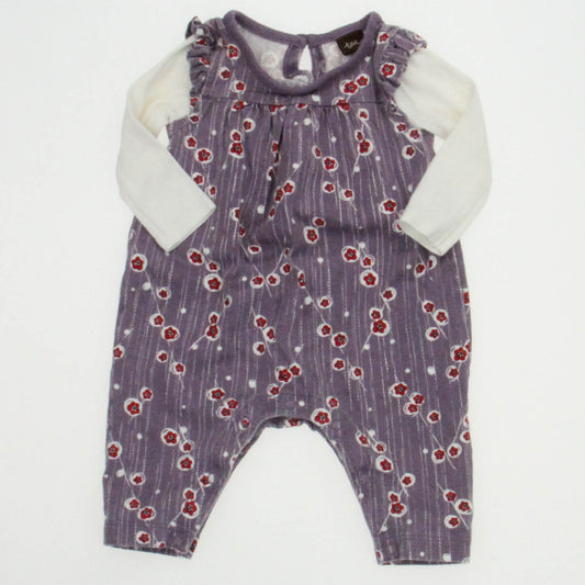 Tea Girls Ivory | Purple Long Sleeve Outfit Size: 0-3 Months Ivory | Purple