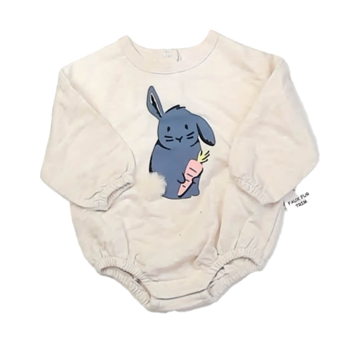 Wonder Nation Unisex Ivory Rabbit Onesie Size: 3-6 Months Ivory Rabbit