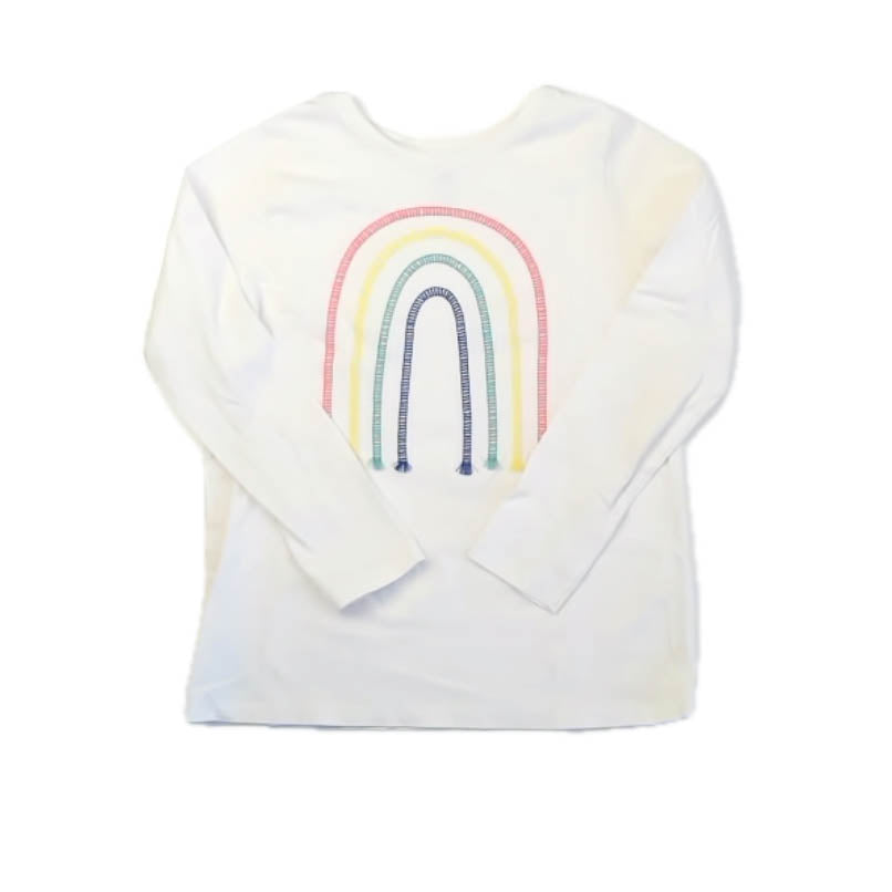 Tea Collection Girls Ivory Rainbow Long Sleeve T-Shirt Size: 12 Years Ivory Rainbow