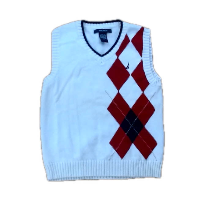 Chaps Boys Ivory | Red Argyle Sweater Vest Size: 5T Ivory | Red Argyle