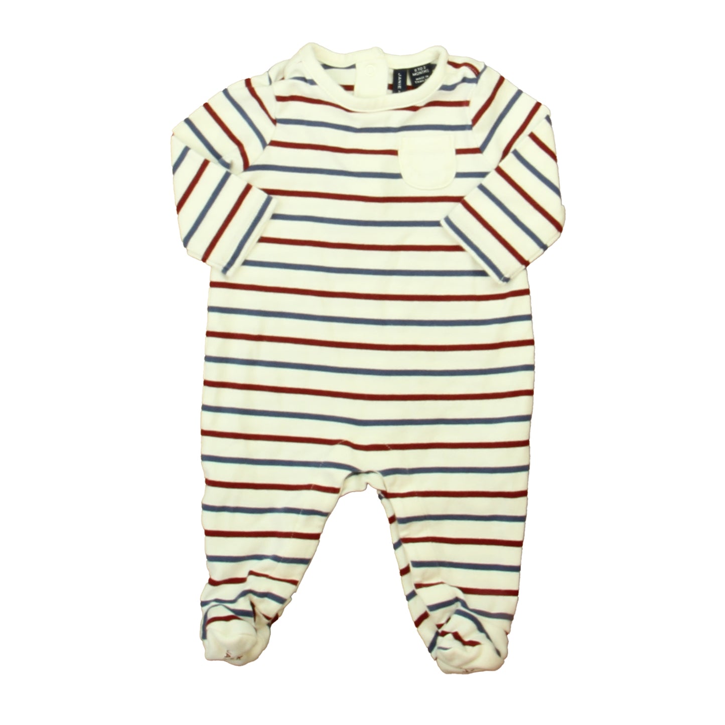 Janie and Jack Boys Ivory | Red | Blue Long Sleeve Outfit Size: 0-3 Months Ivory | Red | Blue