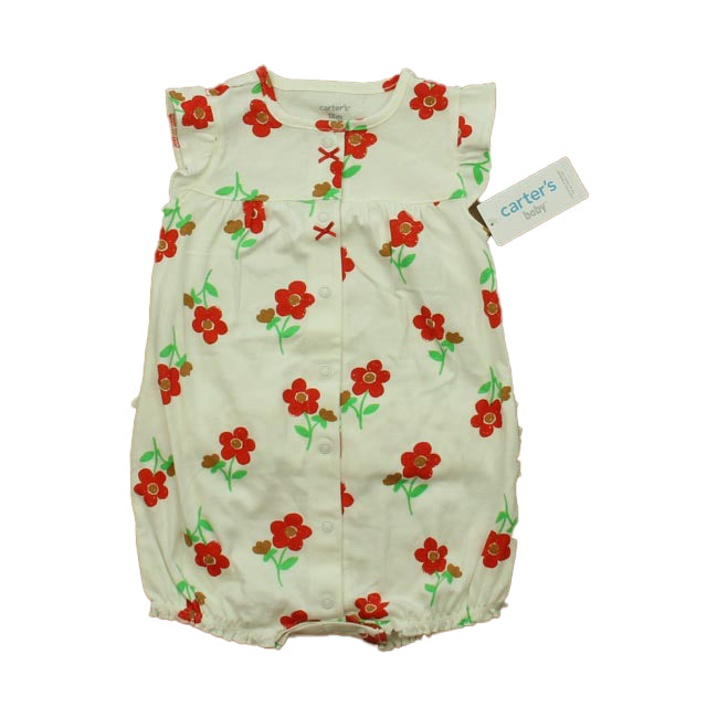 Carter's Girls Ivory | Red Floral Romper Size: 18 Months