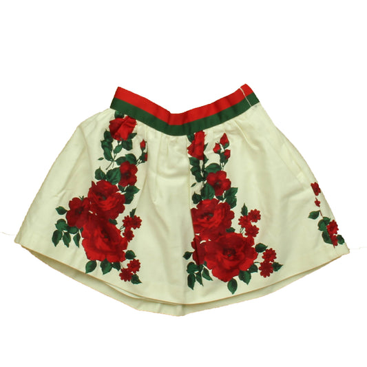 Janie and Jack Girls Ivory | Red Floral Skirt Size: 2T Ivory | Red Floral
