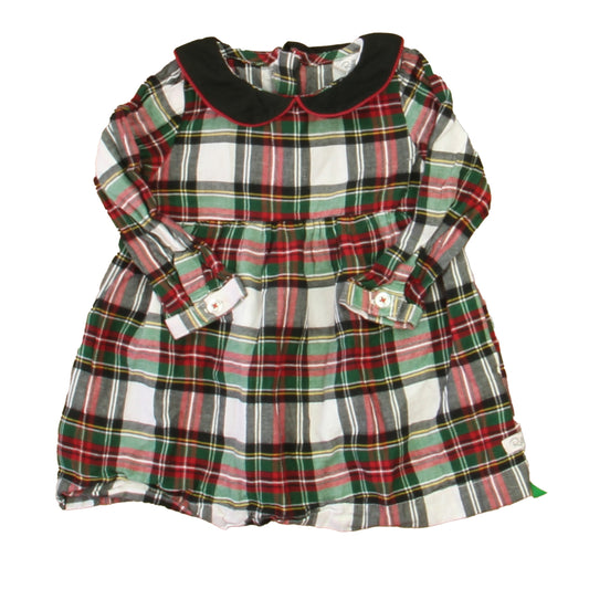 Ruffle Butts Girls Ivory | Red | Green Plaid Dress Size: 12-18 Months Ivory | Red | Green Plaid