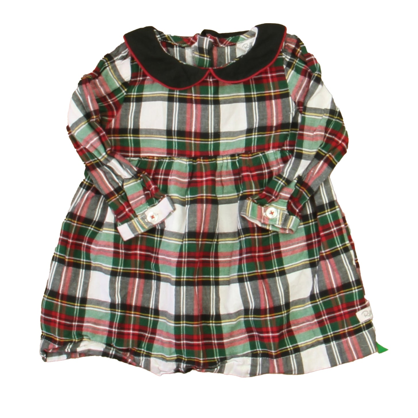 Ruffle Butts Girls Ivory | Red | Green Plaid Dress Size: 12-18 Months Ivory | Red | Green Plaid