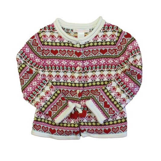 Janie and Jack Girls Ivory | Red Hearts Cardigan Size: 2T Ivory | Red Hearts