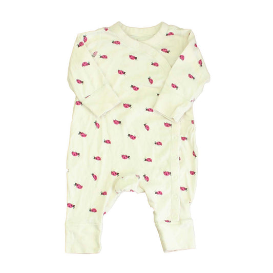 Moon And Back Girls Ivory | Red Ladybugs 1-piece Non-footed Pajamas Size: 3-6 Months Ivory | Red Ladybugs