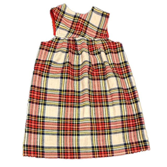 Saks Fifth Avenue Girls Ivory | Red Plaid Jumper Size: 6 Years