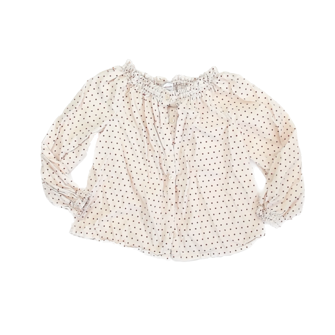 Hanna Andersson Girls Ivory | Red Long Sleeve Shirt Size: 8 Years Ivory | Red