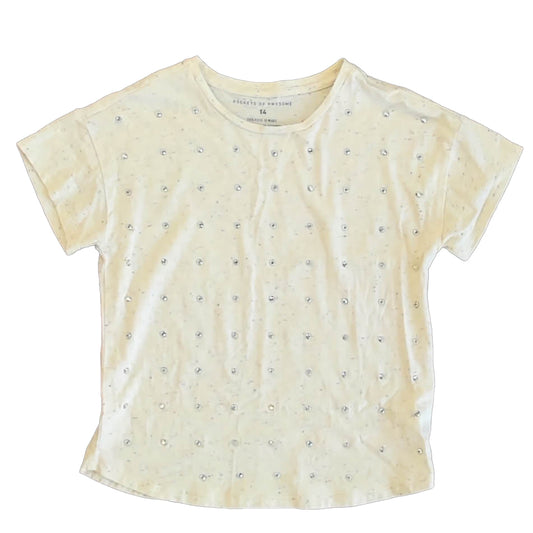 Rockets Of Awesome Girls Ivory Rhinestones T-Shirt Size: 14 Years Ivory Rhinestones