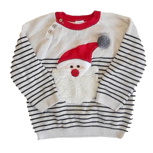 Mudpie Boys Ivory Santa Sweater Size: 4-5T Ivory Santa