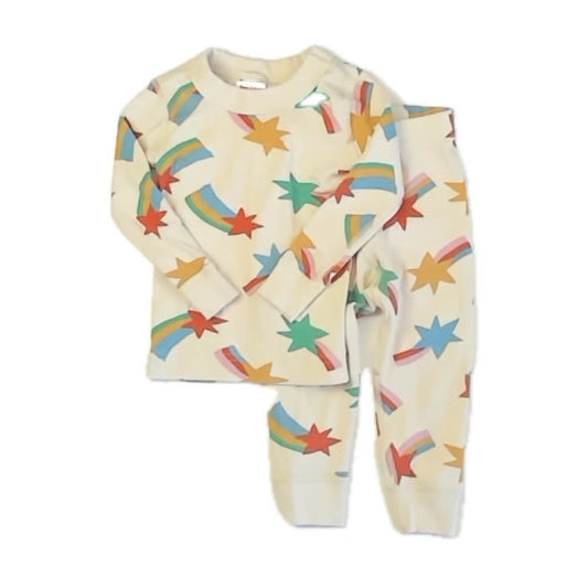 Hanna Andersson Girls Ivory Stars 2-piece Pajamas Size: 18-24 Months Ivory Stars