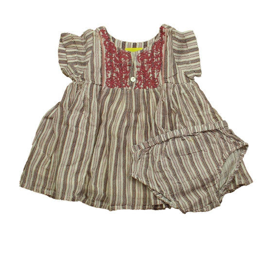 Roberta Roller Rabbit Girls Ivory Stripe Dress Size: 12 Months