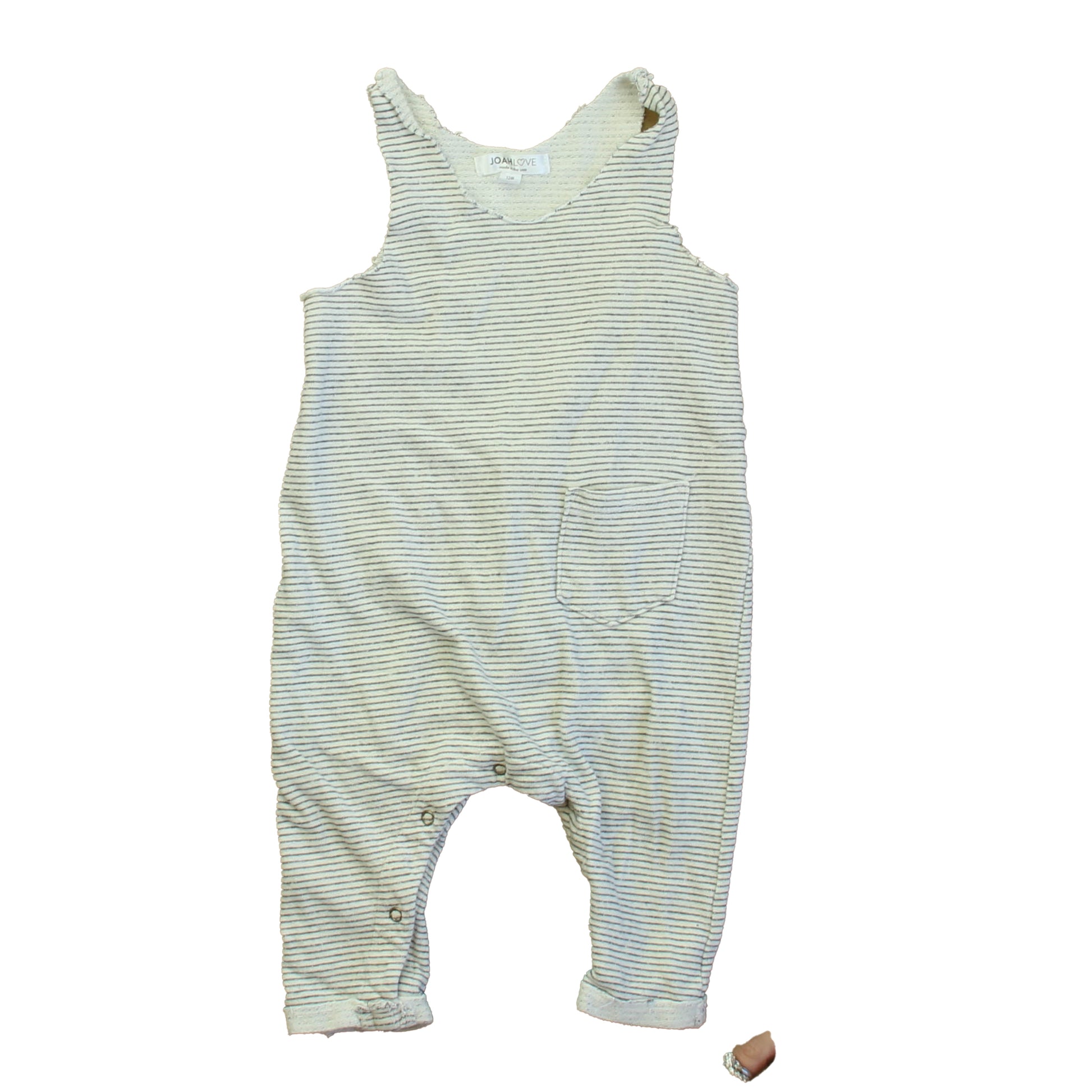 Joah Love Unisex Ivory Stripe Romper Size: 12 Months Ivory Stripe