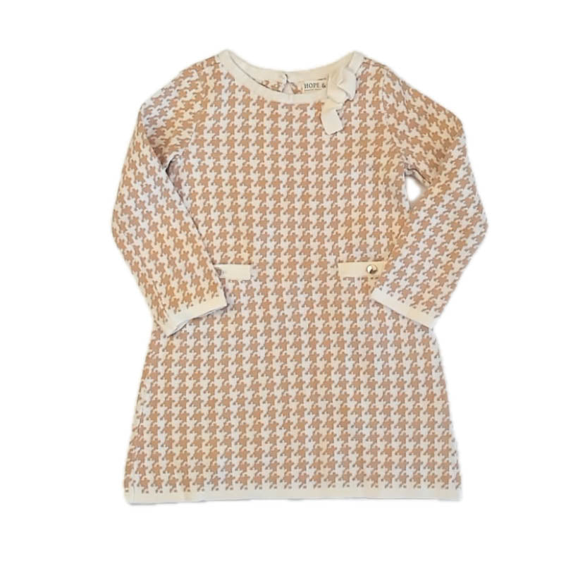 Hope & Henry Girls Ivory | Tan Sweater Dress Size: 3T Ivory | Tan