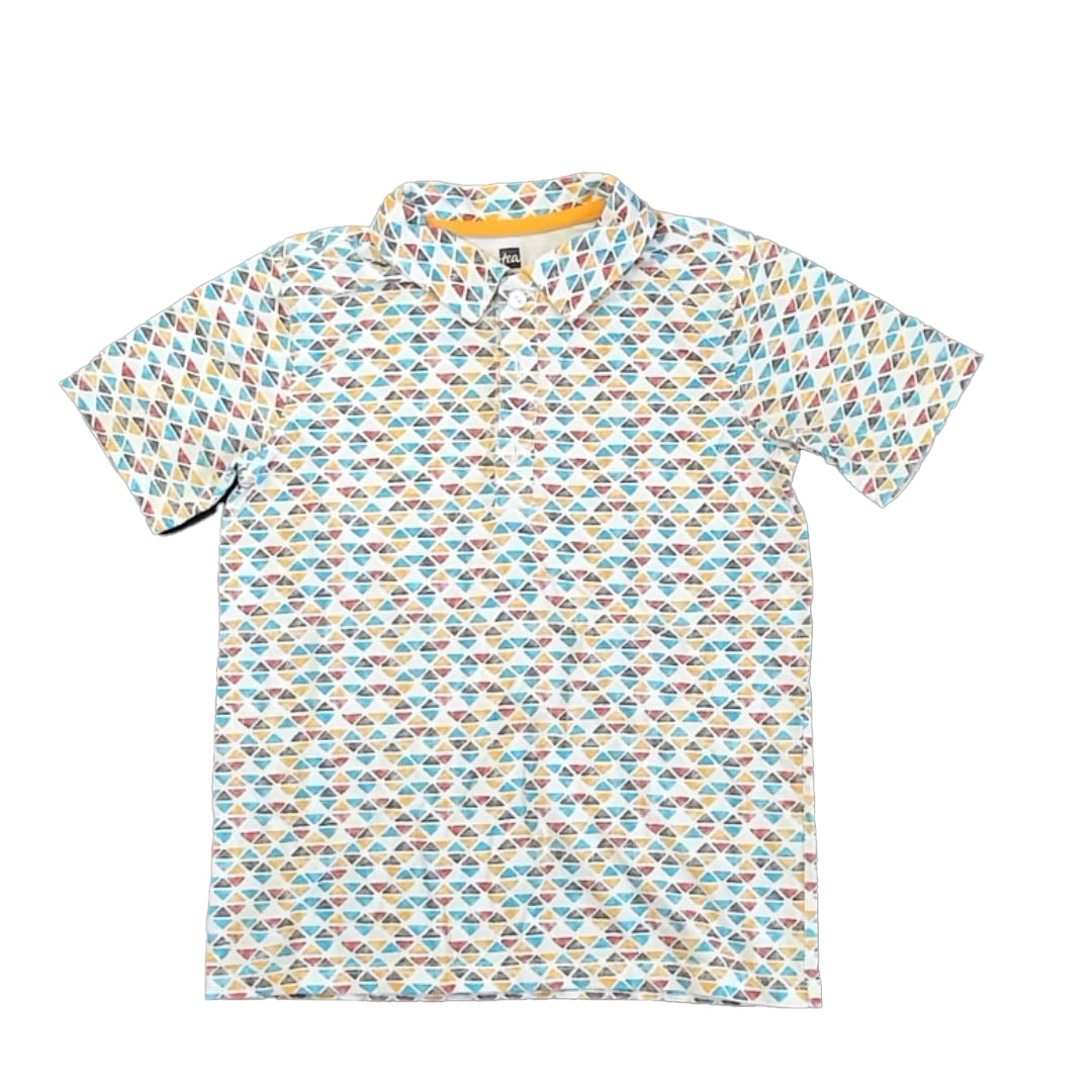 Tea Collection Boys Ivory Triangles Polo Shirt Size: 10 Years Ivory Triangles