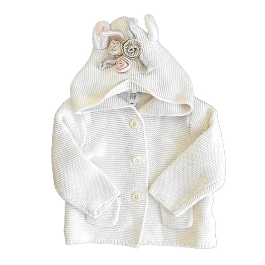 Gap Girls Ivory Unicorn Cardigan Size: 6-12 Months Ivory Unicorn