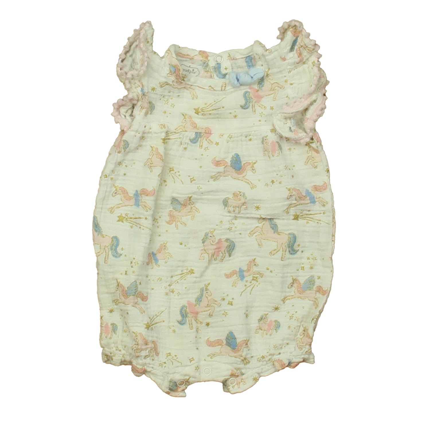 Mudpie Girls Ivory Unicorns Romper Size: 6-9 Months Ivory Unicorns
