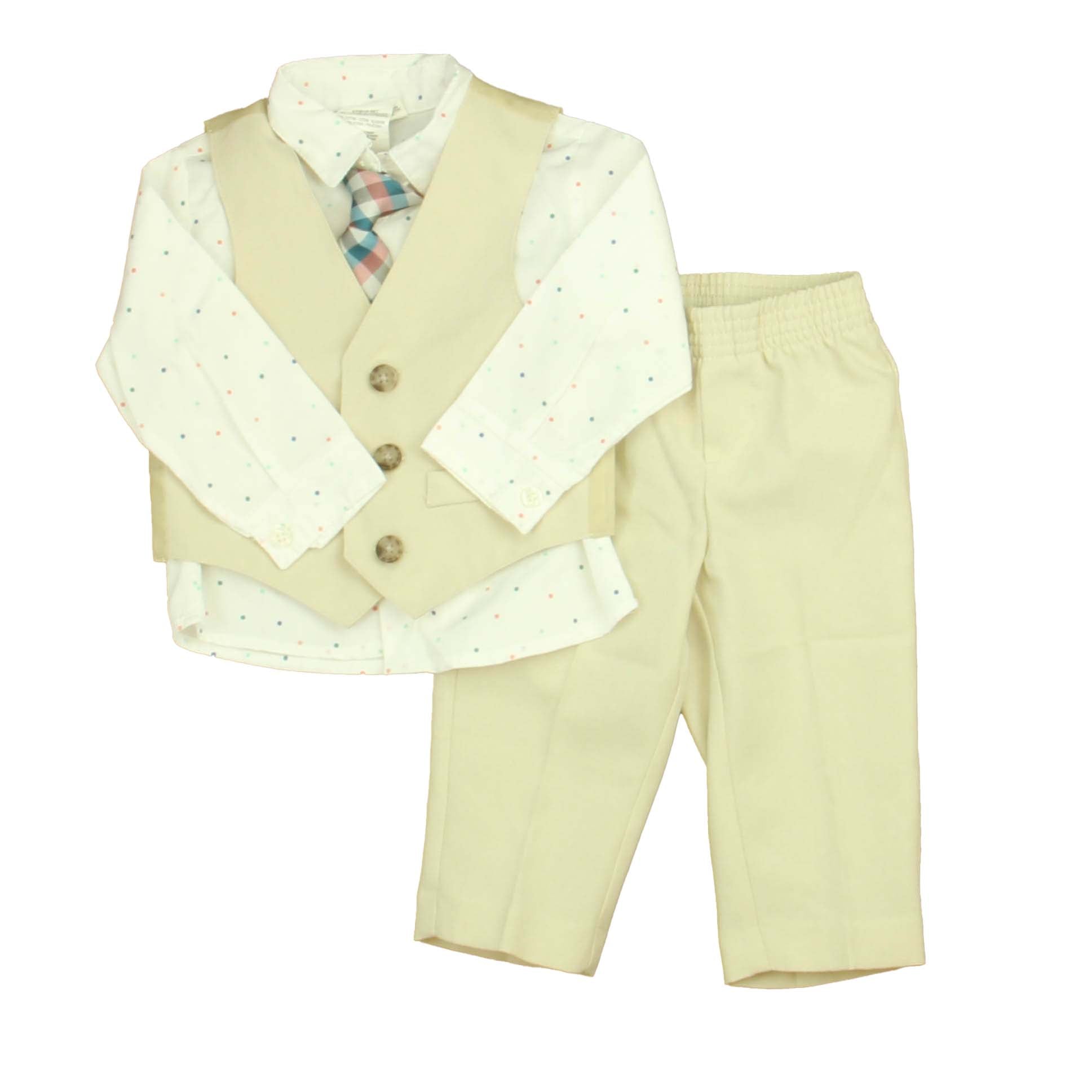 Van Heusen Boys Ivory | White Polka Dots Special Occasion Outfit Size: 6-9 Months Ivory | White Polka Dots
