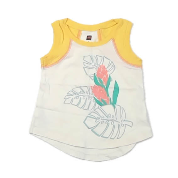 Tea Collection Girls Ivory | Yellow Tank Top Size: 2T Ivory | Yellow