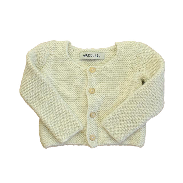 Waddler Unisex Ivory Alpaca Blend Cardigan Size: 3-6 Months Ivory Alpaca Blend
