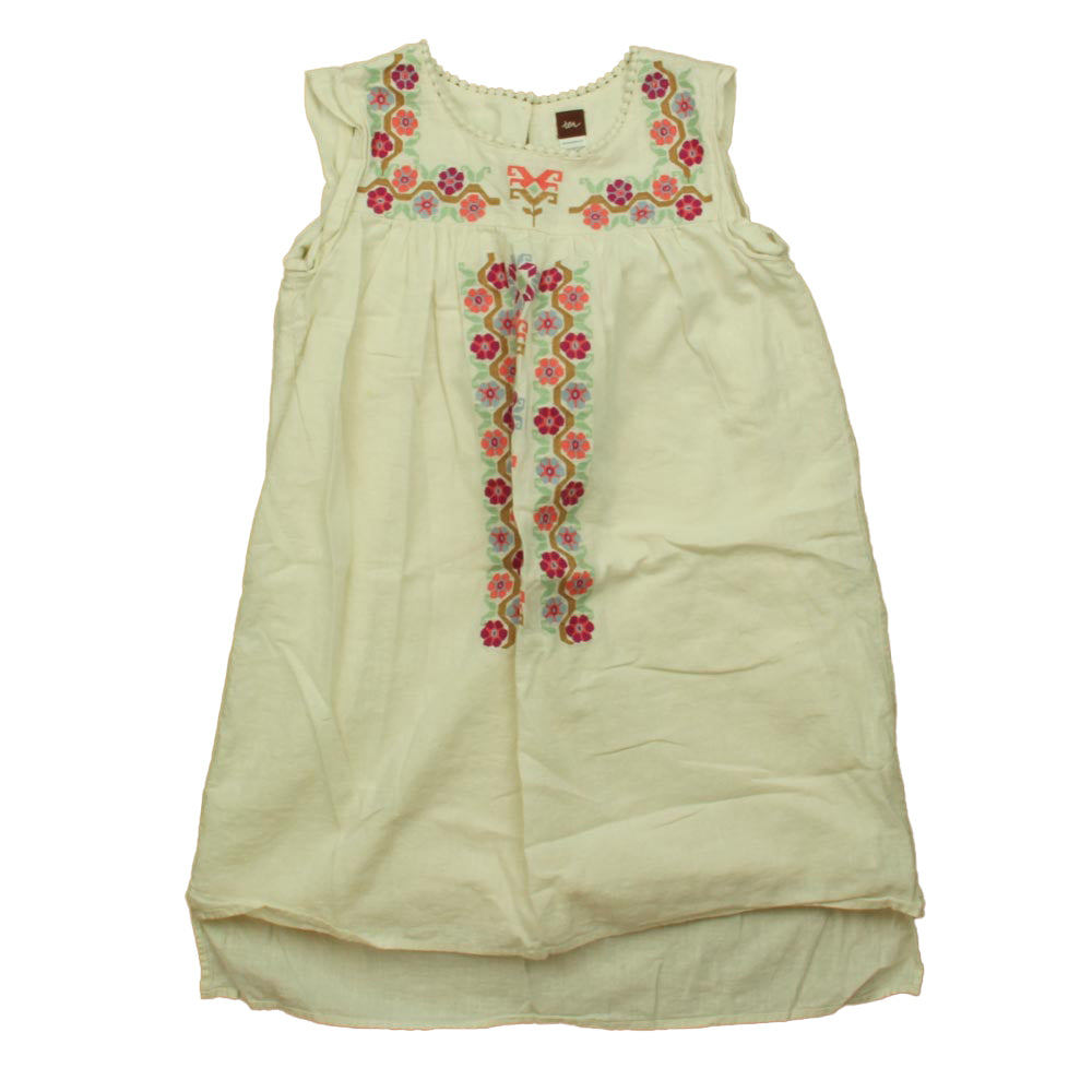 Tea Collection Girls Ivory Dress Size: 8 Years Ivory