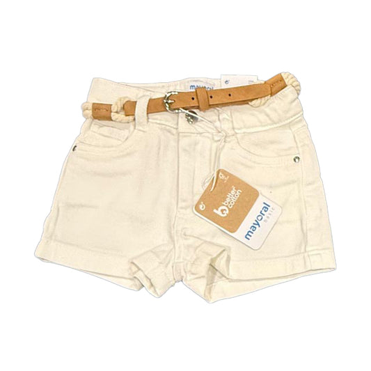 Mayoral Girls Ivory Jean Shorts Size: 2T Ivory