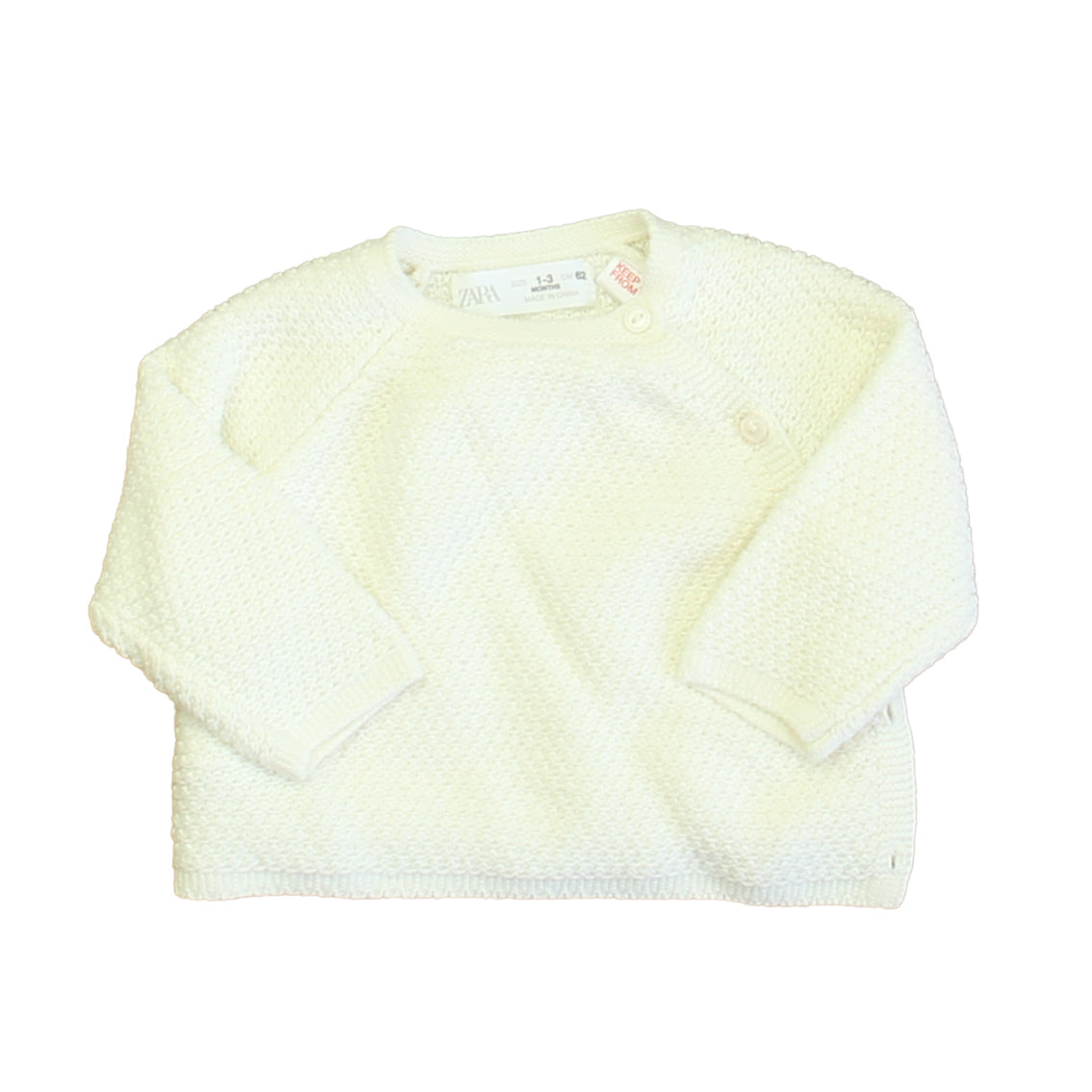 Zara Unisex Ivory Cardigan Size: 1-3 Months