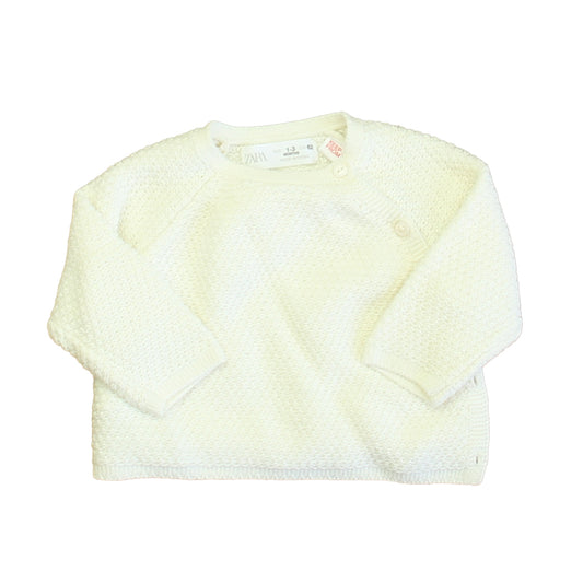 Zara Unisex Ivory Cardigan Size: 1-3 Months