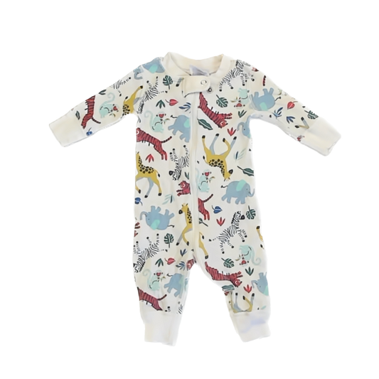 Hanna Andersson Boys Jungle 1-piece Non-footed Pajamas Size: 0-3 Months Jungle