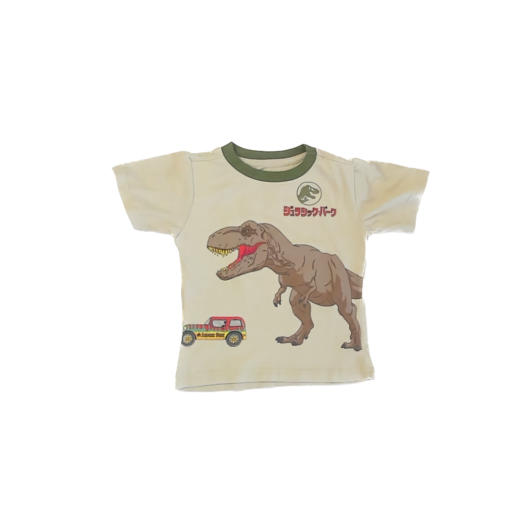 Jurassic Park Boys Khaki Dinosaur T-Shirt Size: 4T Khaki Dinosaur