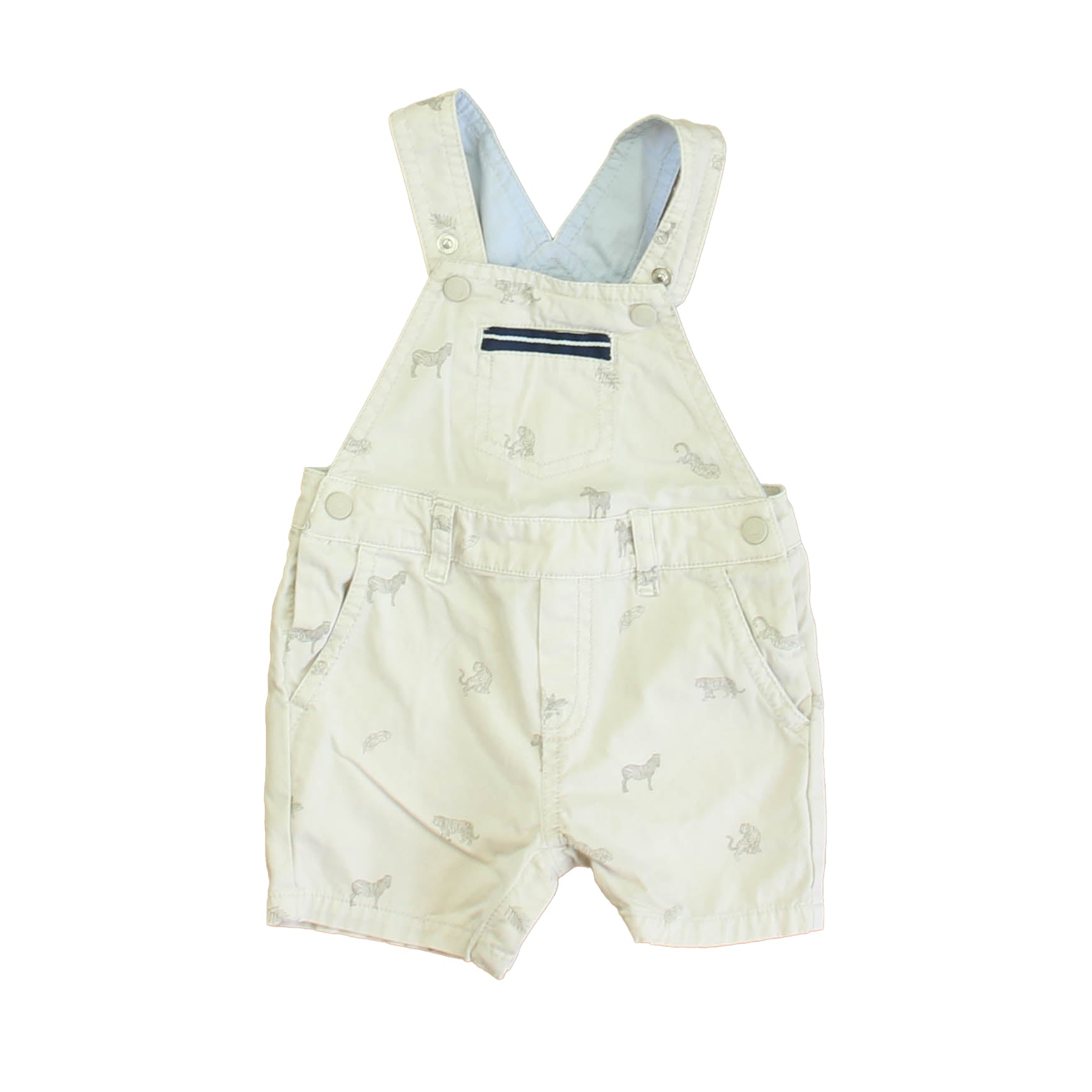 Mayoral Boys Khaki Zebra & Tigers Overall Shorts Size: 9 Months Khaki Zebra & Tigers