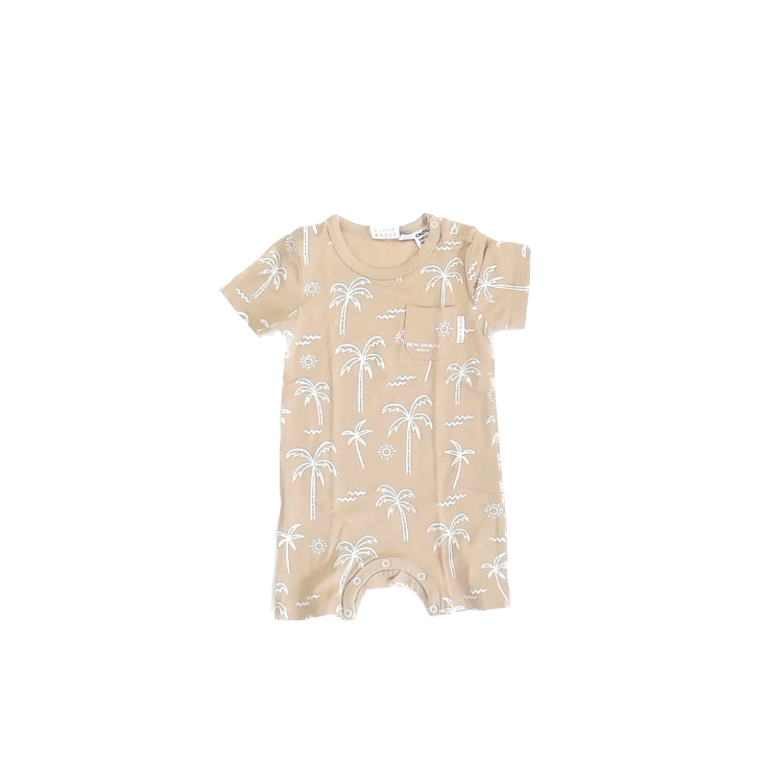 Earth Nymph Boys Khaki Romper Size: 6 Months Khaki