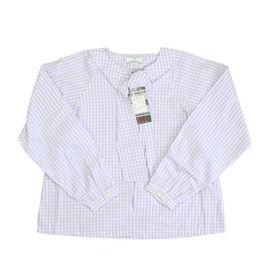 Classic Prep Girls Lavender Gingham Blouse Size: 6-14 Years