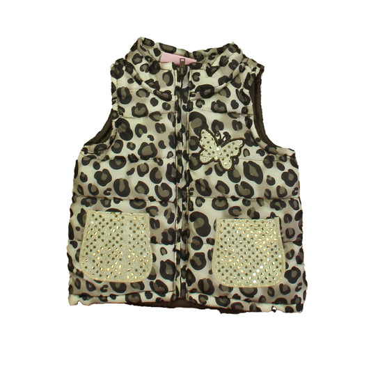 Young Hearts Girls Leopard | Gold Butterfly Vest Size: 12 Months Leopard | Gold Butterfly