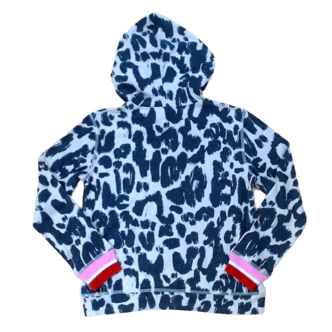 Rockets Of Awesome Girls Leopard Print | Pink Striped Rim Long Sleeve T-Shirt Size: 8 - 10 Years Leopard Print | Pink Striped Rim