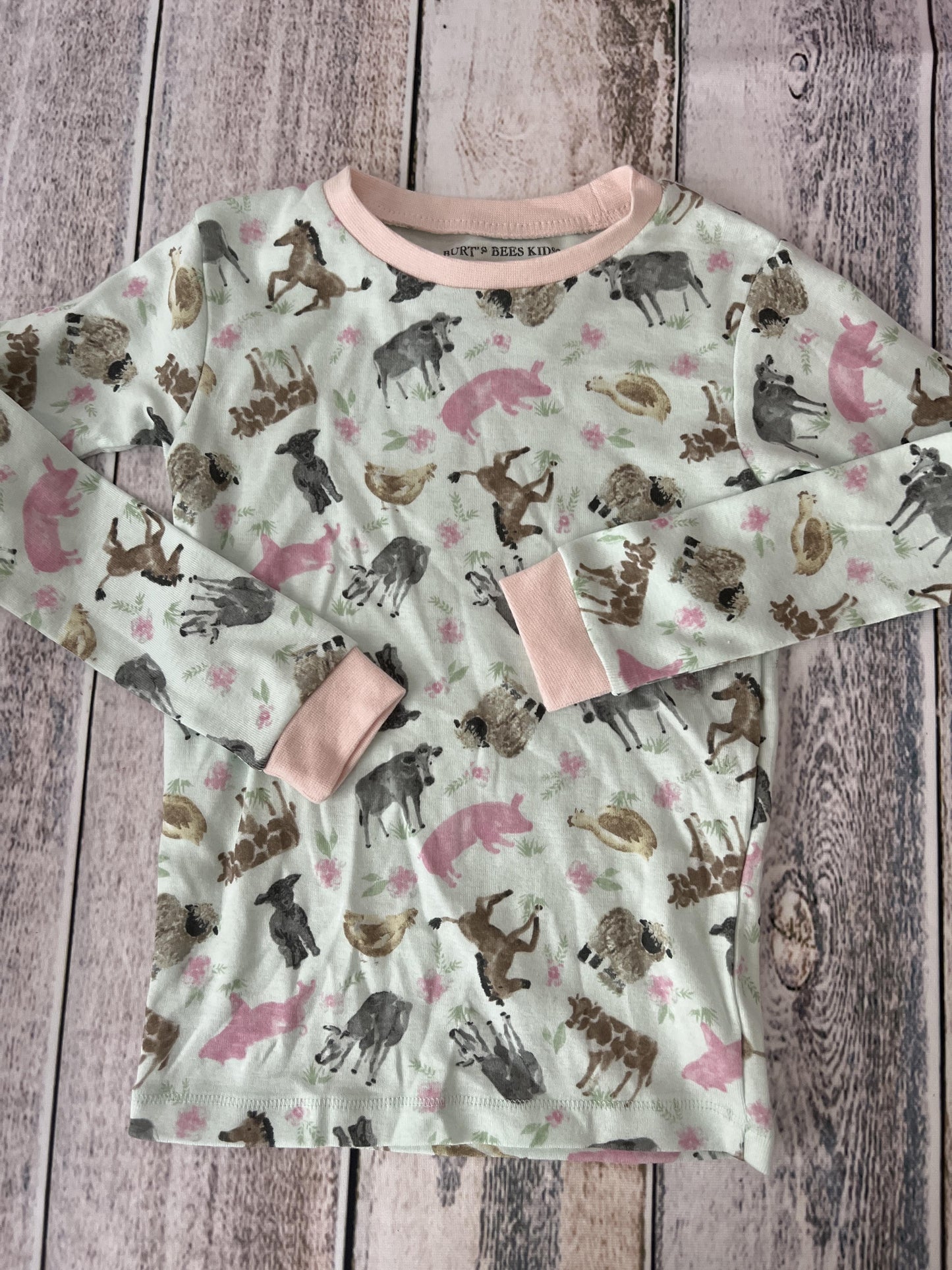 Burt's Bees Girls Light Blue | animals Pajamas Size: 5 Light Blue | animals