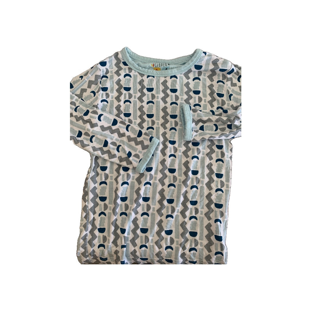 Clover Baby & Kids Girls Light Blue | Blue | Pattern Pajamas Size: 3T Light Blue | Blue | Pattern