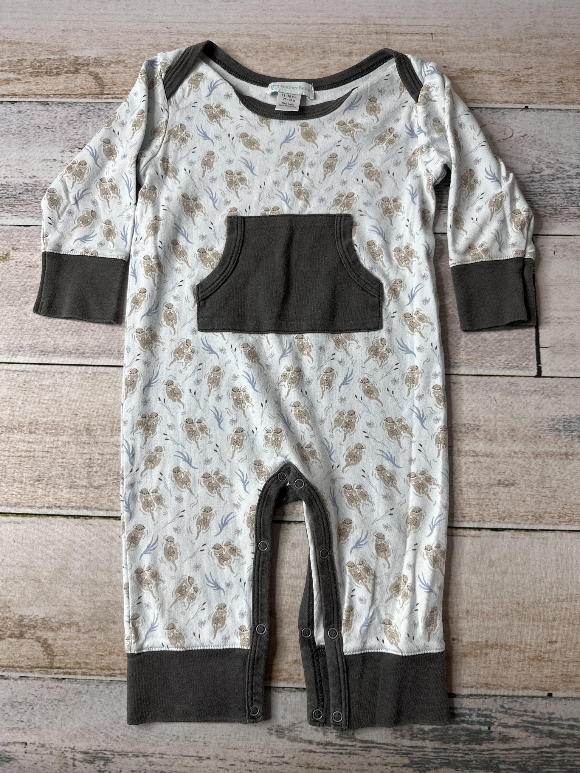 Feather Baby Boys Light Blue | Brown Long Sleeve Outfit Size: 12-18 months Light Blue | Brown