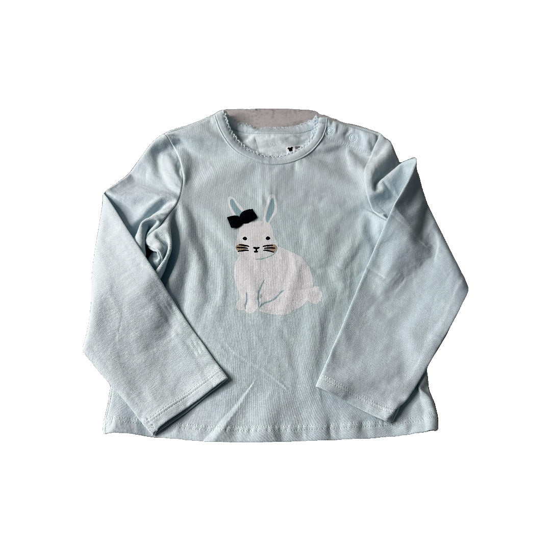 ever & ever Girls Light Blue | Bunnies Long Sleeve Shirt Size: 2T Light Blue | Bunnies