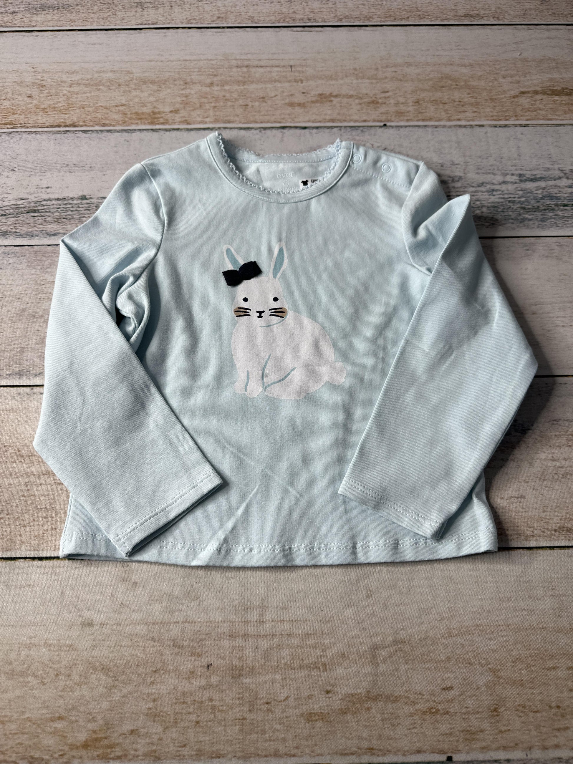 ever & ever Girls Light Blue | Bunnies Long Sleeve Shirt Size: 2T Light Blue | Bunnies